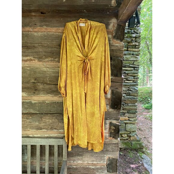 Myrah Penzola Silk Dress in Turmeric Gold - Picture 3 of 5